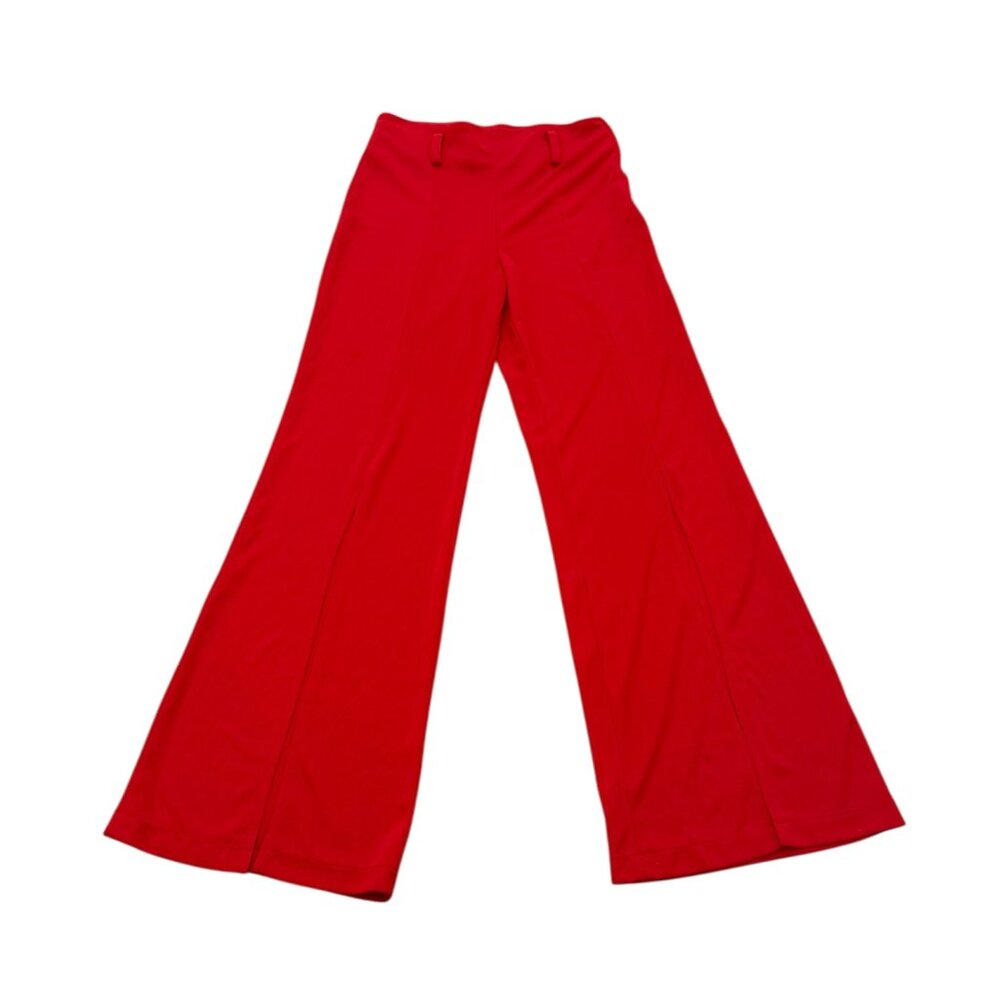 Vintage 1990s Jessie Red Polyester Flare Pants Made in France
